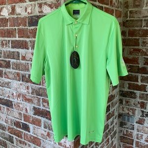 Greg Norman golf polo striped lime green